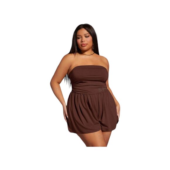 SHEIN Sexy Shorts Romper SZ 3XL Brown Halter NEW TAGS - Picture 3 of 9